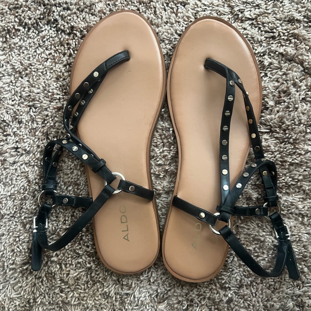 ALDO Studded Black Gladiator Sandals - Size 7.5